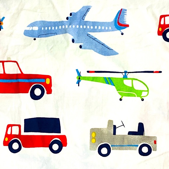 Pottery Barn Kids Brody Colorful Cotton Cars Trucks Planes Twin flat Sheet - Picture 3 of 4